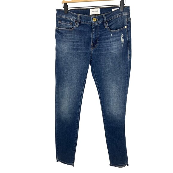 Frame Le Garcon Jeans Staggered Hem Mid Rise Skinny Jean Size 27 - Picture 8 of 9